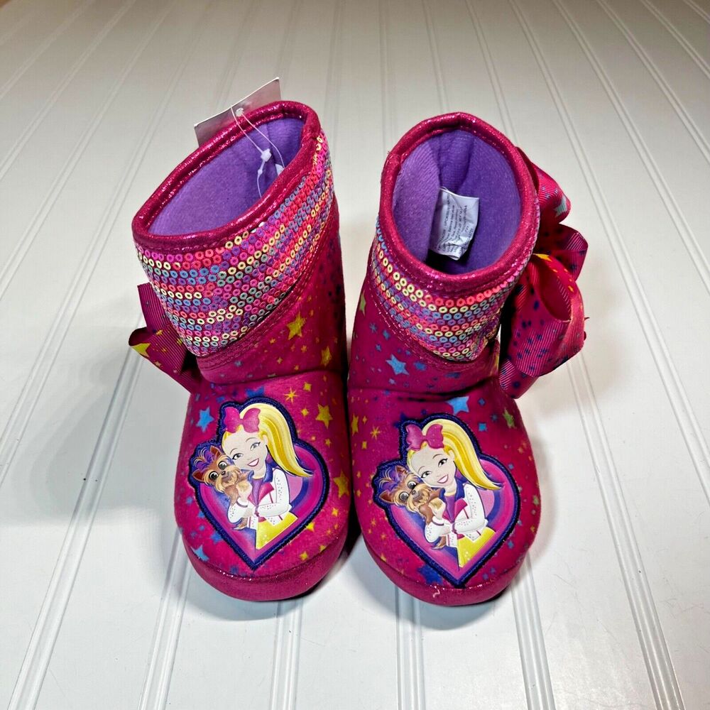 JoJo Siwa Girls Bootie Slippers Size 7/8 Plush Pink High Top NWT